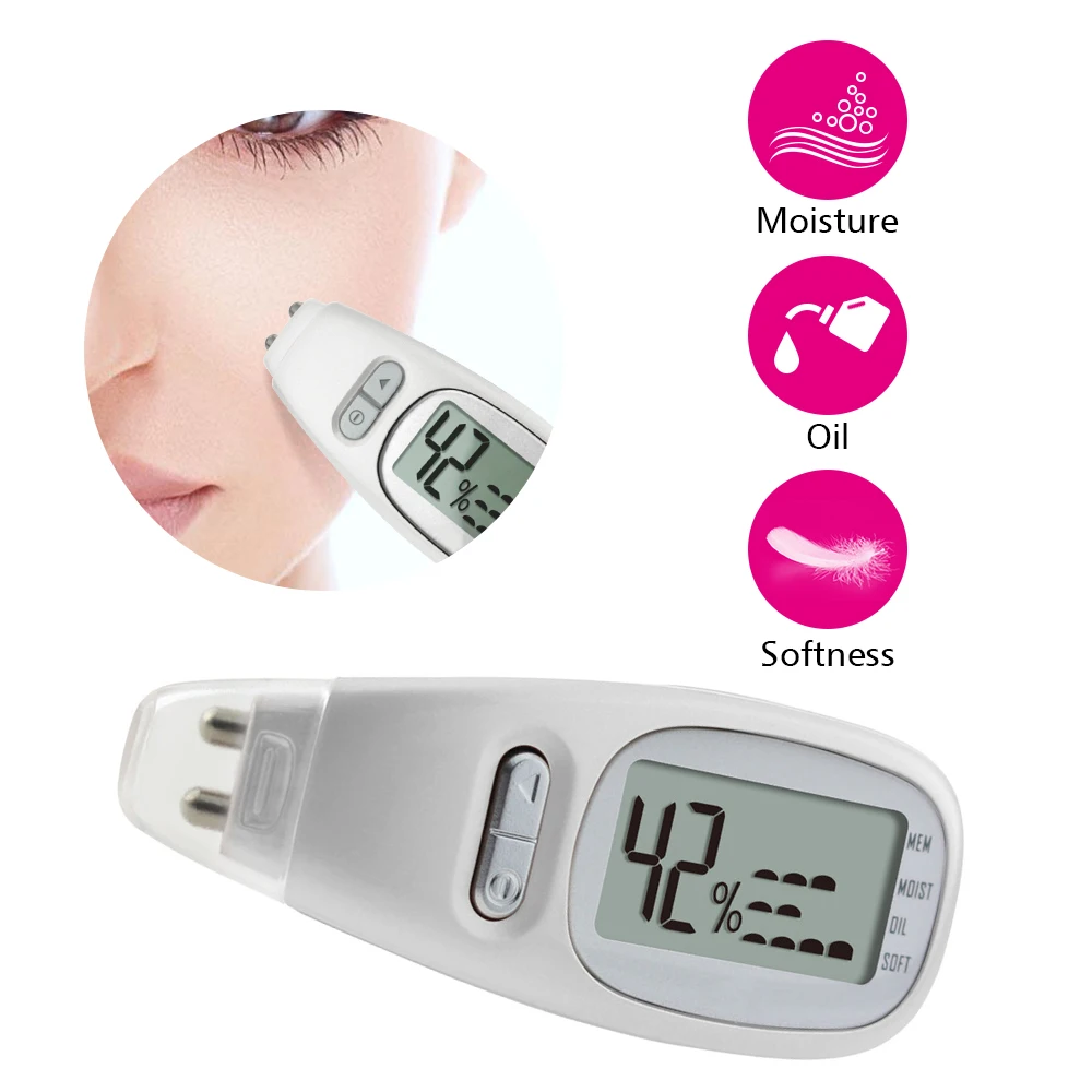 

Mini Portable Digital Skin Analyzer with Backlight LCD Screen 3-in-1 Skin Tester Moisture Oil Softness Detection Skin Care Tool