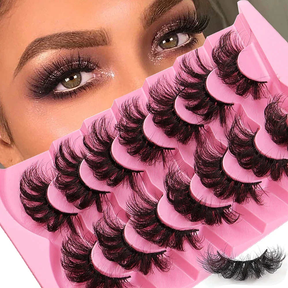

7 Pairs Eyelashes Faux Mink Eyelashes Long Lasting Fluffy Mink Lashes Dramatic Volume lashes Extension Thick Long