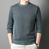 Thickening Winter Men's Round Neck Thickened Sweater Knitted Pullover Solid Color Long Sleeved Casual Daily Warm Coat 2