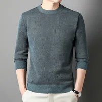 Thickening Winter Men's Round Neck Thickened Sweater Knitted Pullover Solid Color Long Sleeved Casual Daily Warm Coat 2