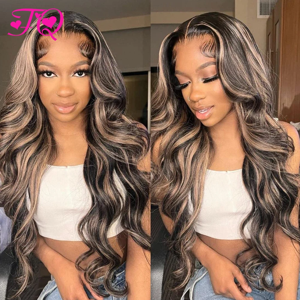 

Blonde Highlight Body Wave Lace Front Wig Human Hair Ombre 13x6 HD Wet and Wavy Lace Front Wigs Pre Plucked 1B27 Colored Wigs