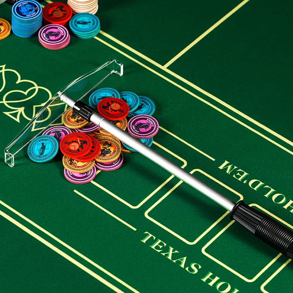 39.5-70cm Casino Gaming Desk Accessories Dice Poker Chips Rake  Telescopic Roulette Poker Chips Rake Collector Rod