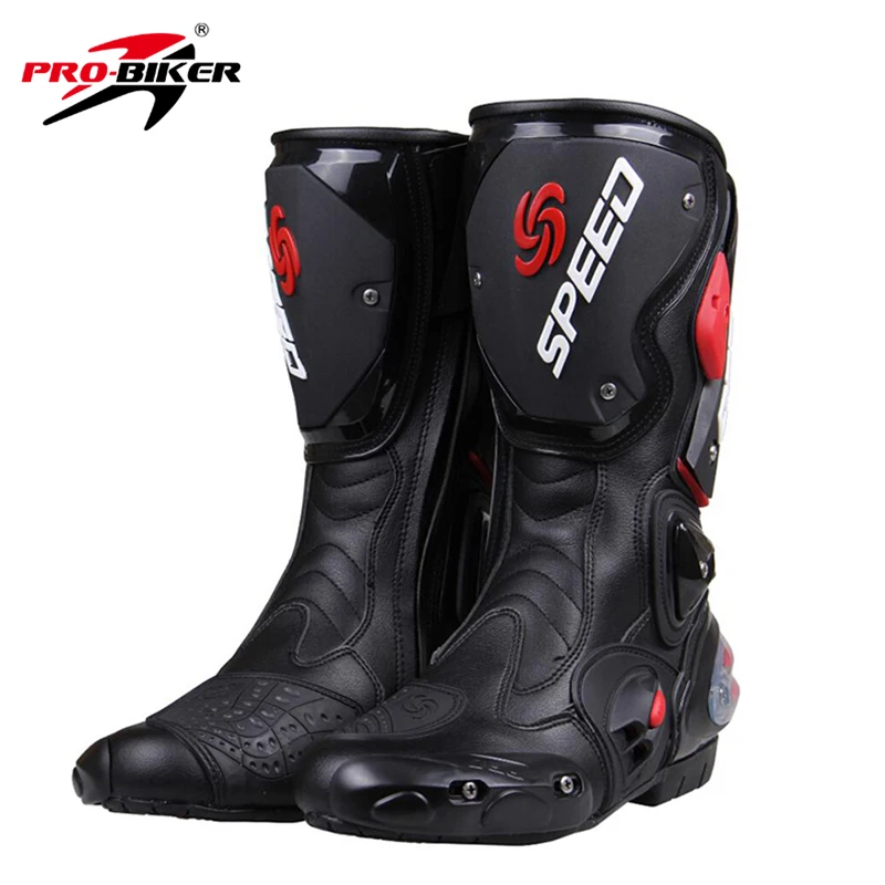 Men's Motorcycle Boots Riding Drop Protection Black/White/Red Large Size 40-45 B1001 Motocross Shoes