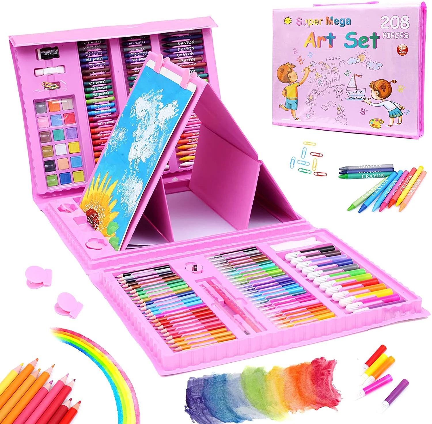 

6-208PCS Children's Art Watercolor Pen Set With Drawing Board Boys Girls Gifts Art Doodle Brush Set Kids Educational Toys Gifts