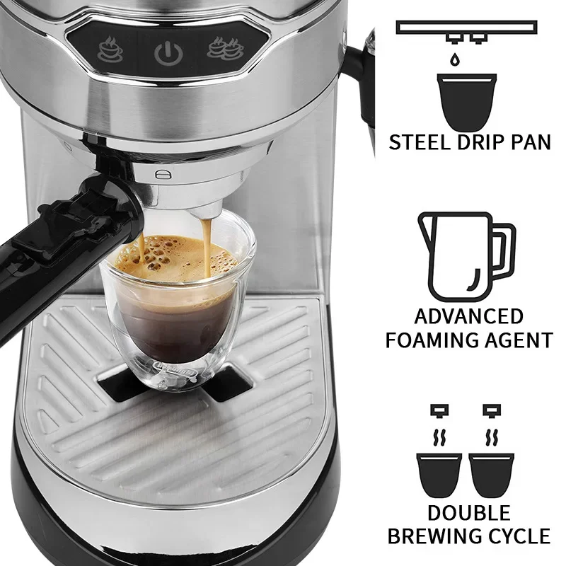 Small Home Espresso Machine Semi-automatic Espresso Machine Multi-function Steam Milk Frothing Wand Portable Coffee Maker 2