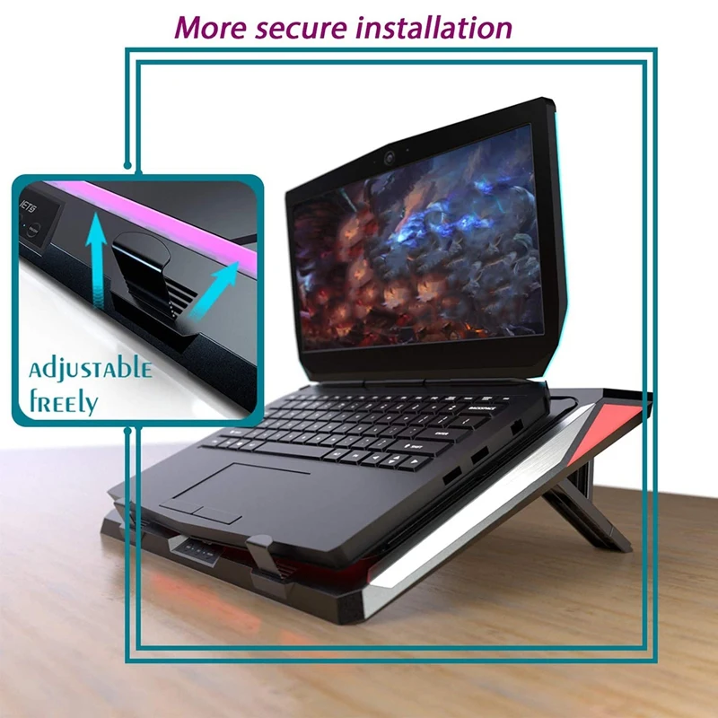 IETS GT300 Double Blower Laptop Cooling Pad for Gaming Laptop Cooler Pad with Dust Filter and Colorful Lights laptop cooling pad