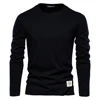 Men‘s T-shirts 100% Cotton Long Sleeve Casual Tops Solid Color High Quality Backing T-Shirt Spring Autumn Classic Men Clothing 5