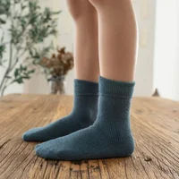Korean Baby Children Girls Boys Striped Socks Kids School Uniform Stockings Vintage Solid Color Wool Long Socks Mid-calf Socks 5