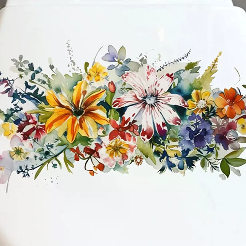 Toilet Stickers Flower Stickers Bathroom Self-adhesive Painting Waterproof Stickers Toilet Cover Bathroom Walls Flower Stickers