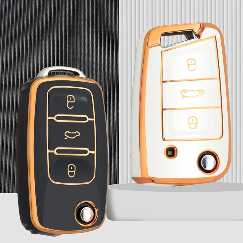 TPU Car Key Case Cover Shell Fob per VW Volkswagen Golf Polo Tiguan Passat Skoda Octavia Superb Kodiaq Seat Ateca Leon FR Ibiza - S70d73bf7ecda497e80e70a762f011624p