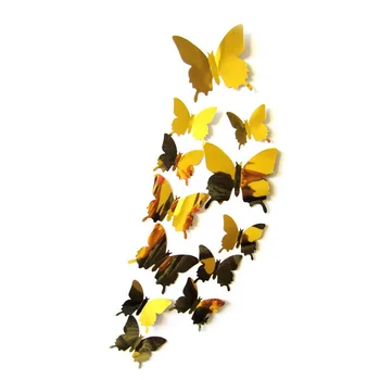12 stücke 3d Schmetterling Spiegel Wanda uf kleber entfernbare DIY Wand kunst für Party Hochzeit Dekor Wohnkultur Handwerk liefert Aufkleber — изображение 6