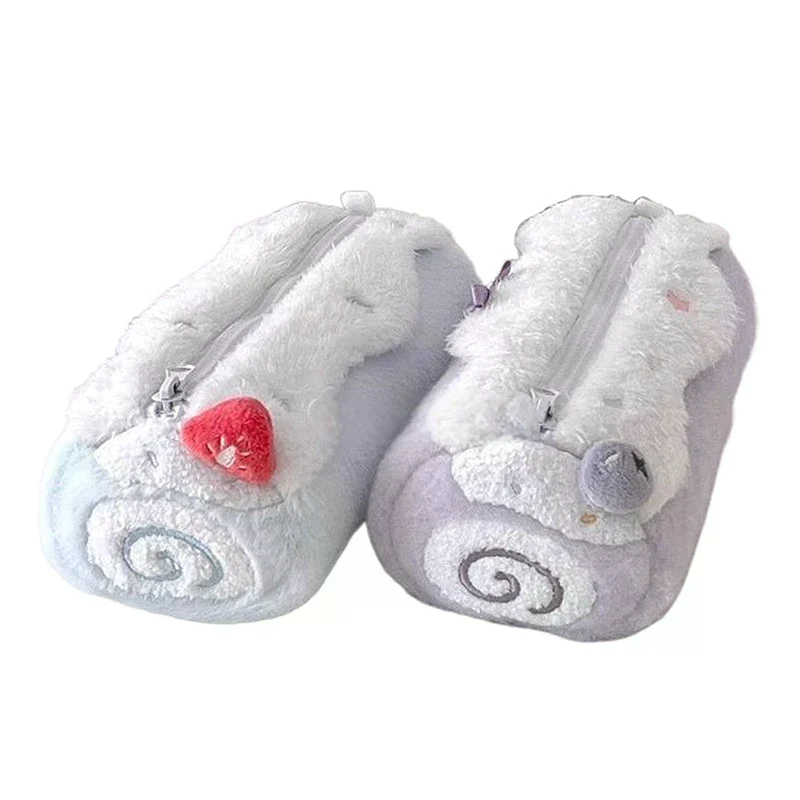 Astuccio in Peluche a Forma di Rotolo di Crema, Grande Capacità, per Studenti, Borsa Portaoggetti per Cancelleria - immagine 4