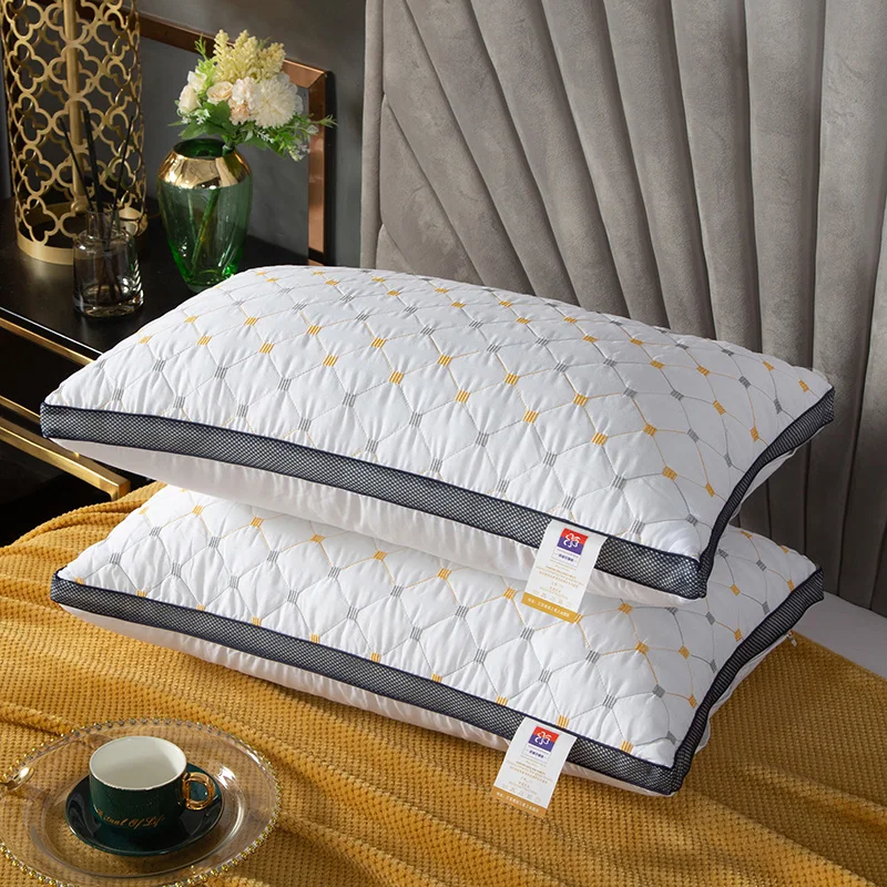 Full Sky Star Embroidered Fiber Pillow Core for Neck Protection Quick Rebound Not Easy to deform Not collapsing neck pillow bounce back pillow