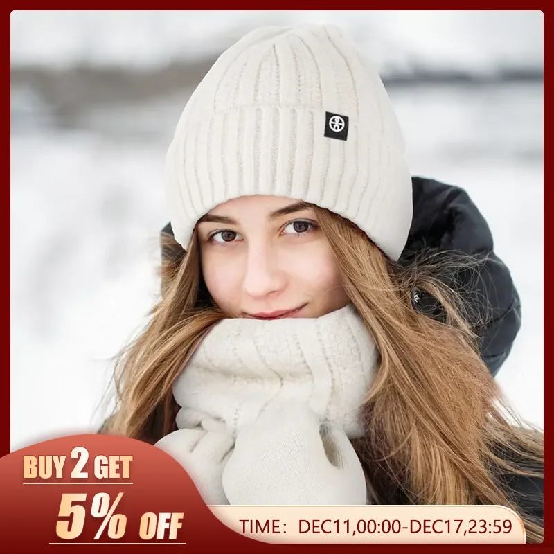 3 pezzi cappello invernale a cuffia guanti sciarpa snood berretti con teschio foderato in pile ispessito collo sciarpe in cashmere set per uomo donna_voghion.com