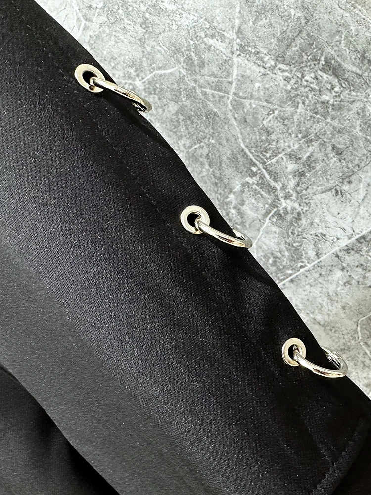 Fashion 2024 Summer New Casual Trousers Retro Trendy Male Casual Pants Men's Metal Decoration Design Handsome Straight Pants