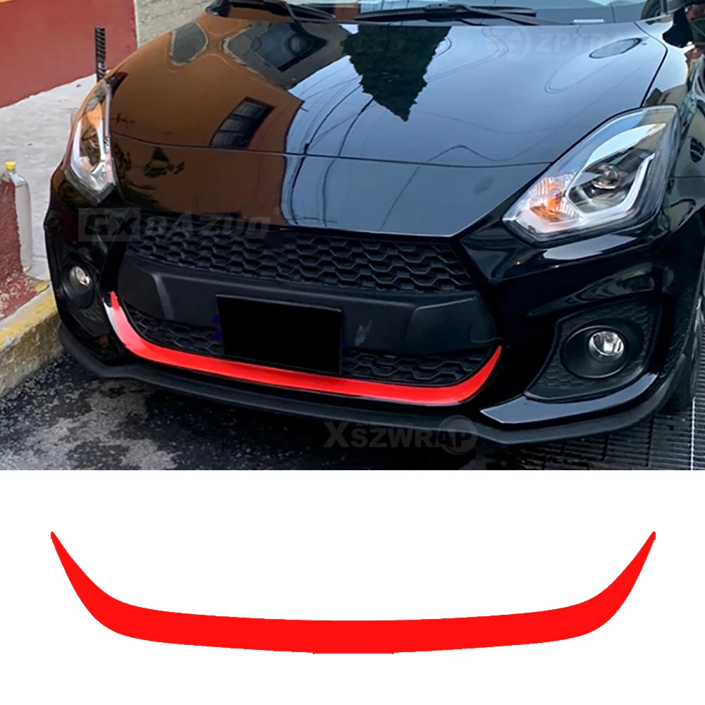 

For Swift Sport Carbon Black Front Lip Stripes Decor Grille Auto Racing Styling Vinyl Decal Body DIY Wrap Car Accessories