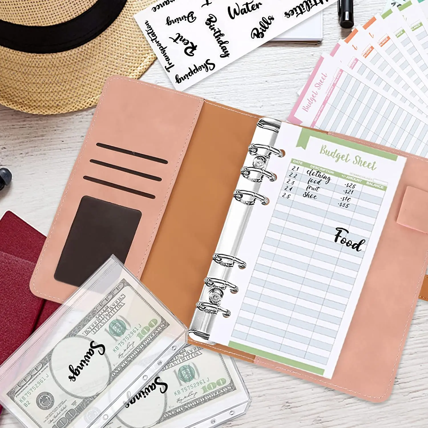 Classeur budget A6 en cuir PU, tout en un, un véritable planner