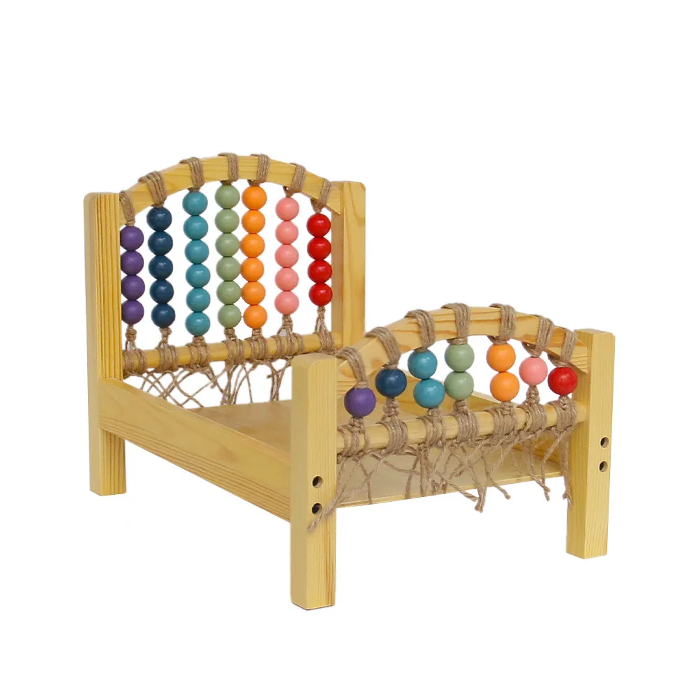 Newborn Photography Props Retro Style Handmade Wooden Bed Infant Shooting Accessories Baby Growth Commemoration Shooting Props