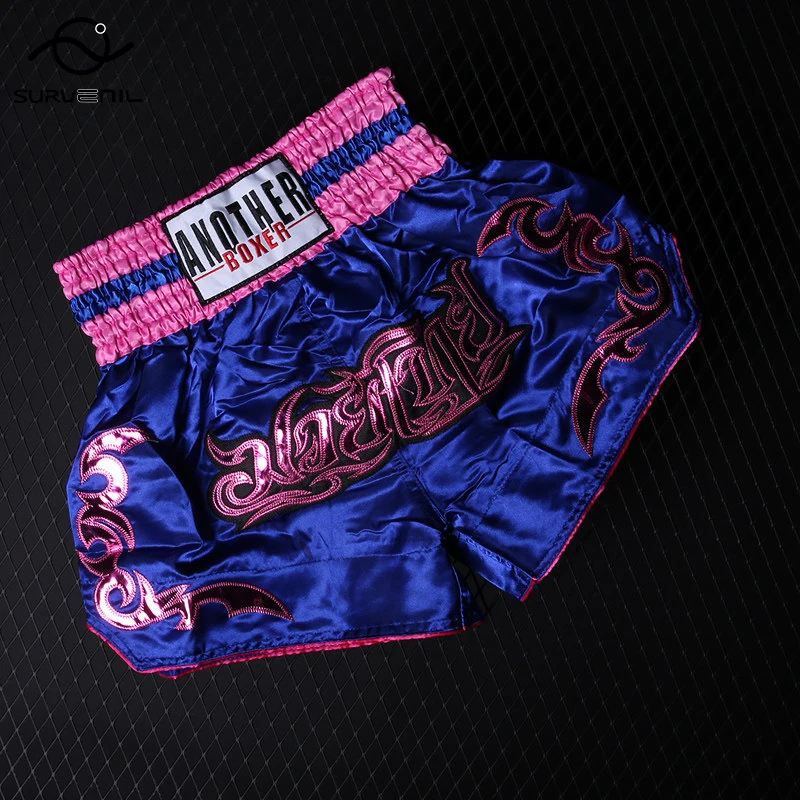 Boxing Shorts Womens Mens Embroidery MMA Shorts Professional Combat Kickboxing Training Trunks Kids Boy Girl Muay Thai Pants