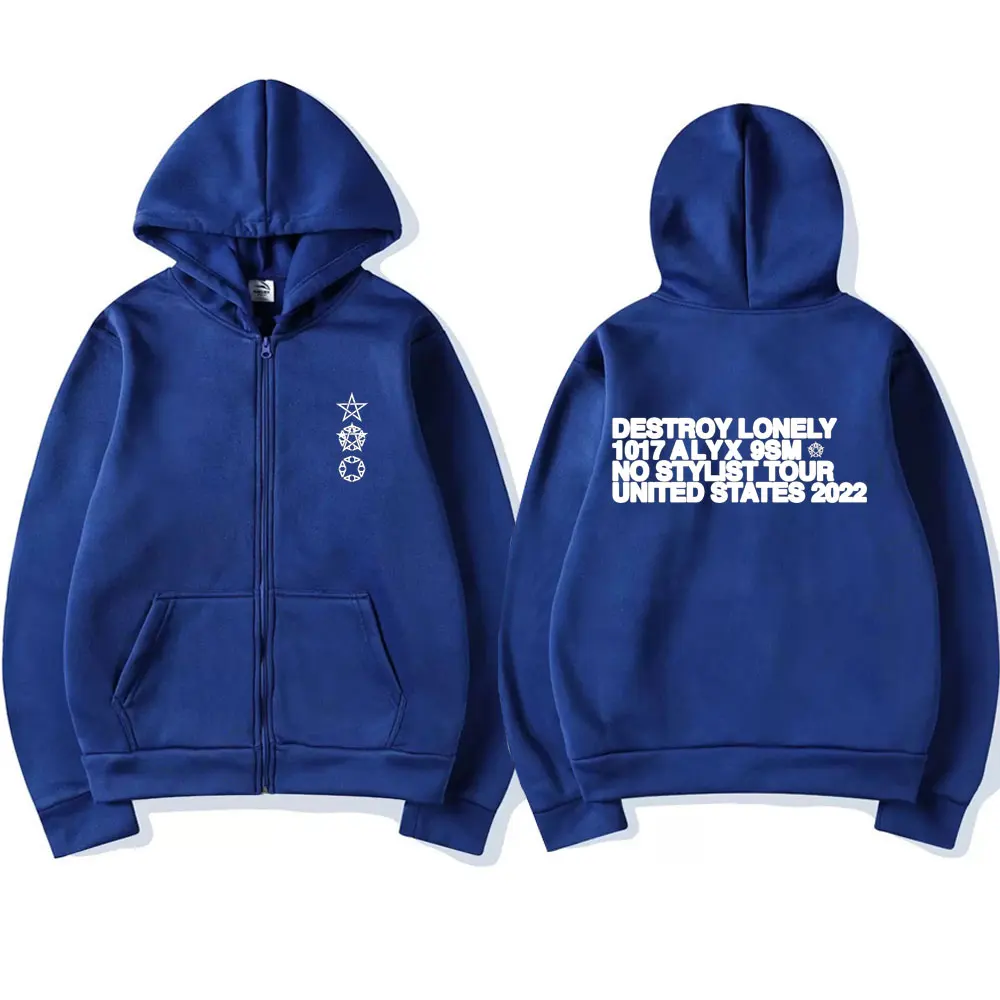 Rapper Destroy Lonely Alyx Zipper Hoodie Men's Fashion Hoodies Men