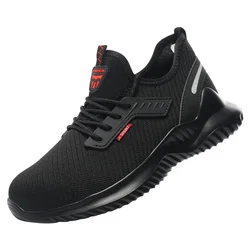 Affordable Comfortable Safety Shoes with Anti - Impact and Anti - Puncture Features, Soft Sole Steel Sneakers for All Seasons (Black)
