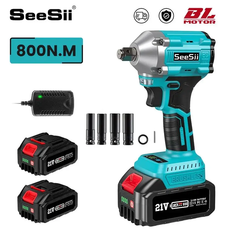 Электрический ударный гайковерт SEESII S533 с высоким крутящим моментом, компактный беспроводной гайковерт 1/2 дюйма, электроинструменты для Makita, аккумулятор 18 в