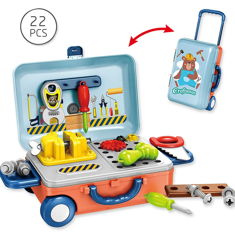 22 Pcs Plastic pretend engineer role play game 2 in 1 repair tool set toy kit tool set toy