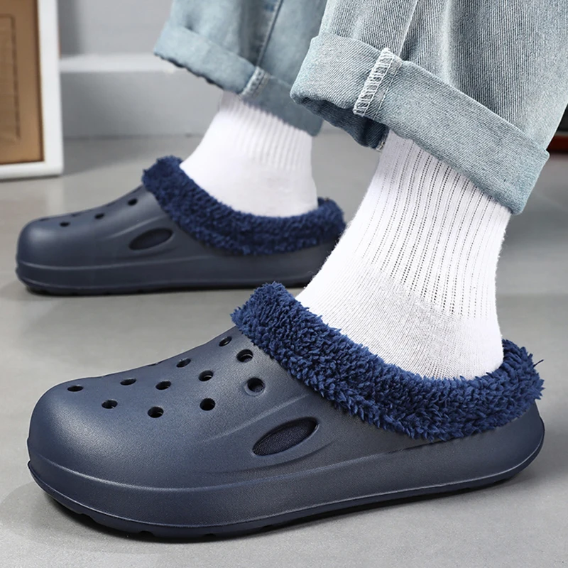 

Winter Men Women Slippers Warm Furry Slippers Comfortable Indoor Home Cotton Shoes Casual Soft Plush Fur Clogs For Couple 35-46