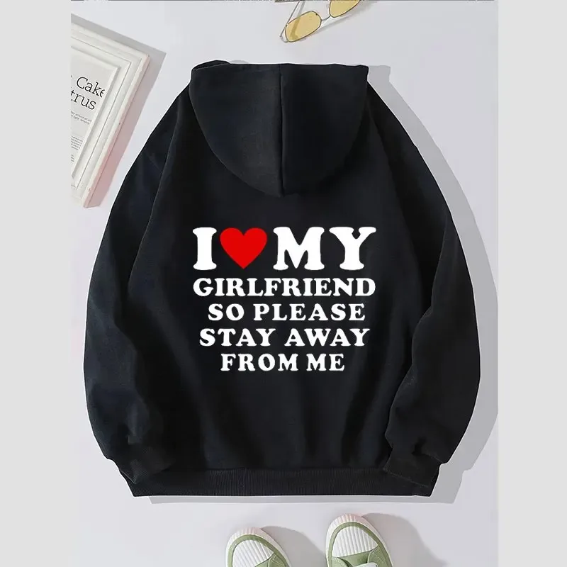 I LOVE MY BOYFRIEND Print Girl Hoodie Sweatshirt for Women's/Men's Hoodies Casual Sweatshirts Solid Color Hoodies Pullovers Tops