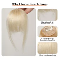 100% cheveux humains frange Clips dans Air frange frange postiche pour femmes platine blond Remy cheveux humains frange Extension de cheveux 4.5 pouces 2