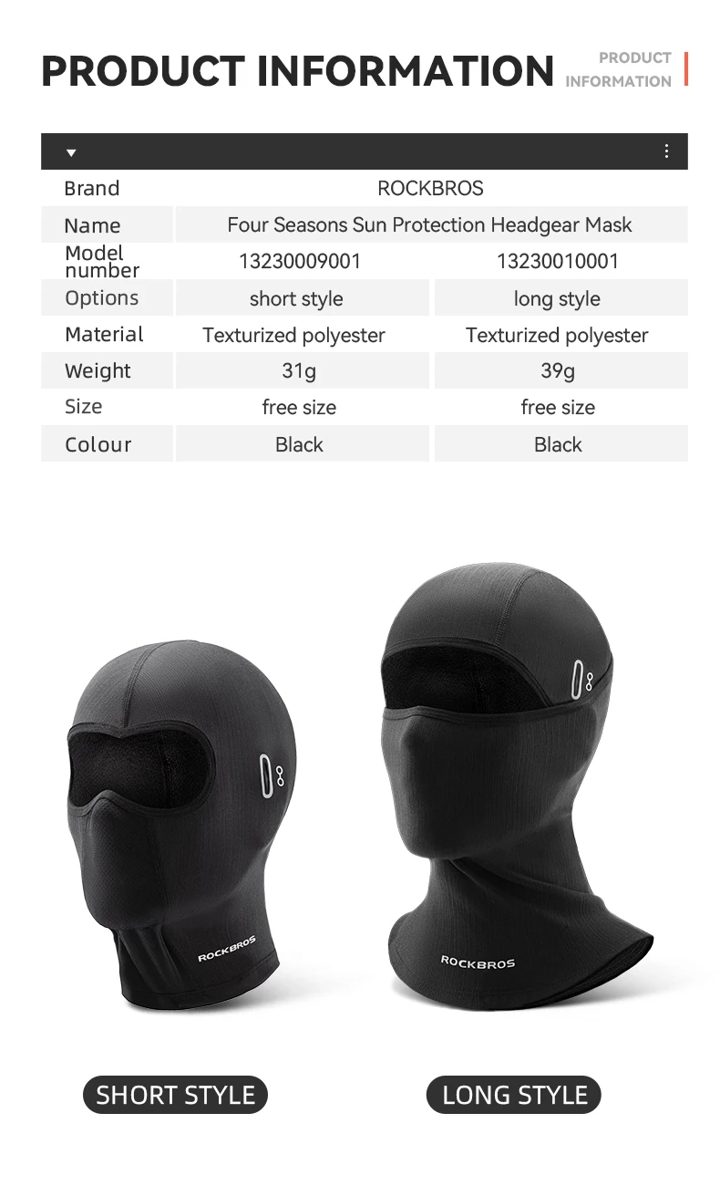 ROCKBROS Fahrrad-Vollgesichtsmaske für Frühling, Sommer, Herbst, Winter, Herren und Damen, Anti-UV-Sonnenschutz, Fahrrad, Radfahren, Mütze, Schals, Maske – Detail 2