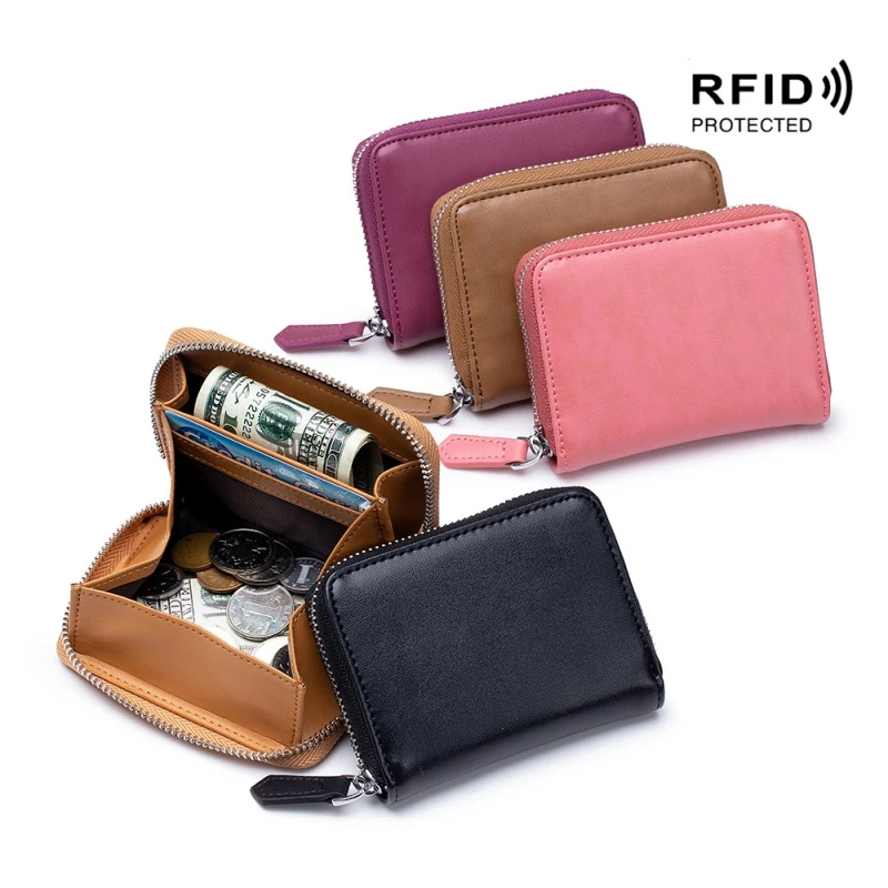 

New Casual Fashions Coin Purse Genuine leather Zipped Portable Women Short Wallets Capacity Multifunctional Credit Card Holder