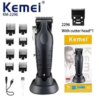 Kemei KM-2296 Electric Clipper Cross Border Electric Clipper With Base USB Oil Head Engraving Clipper Hair Salon Barber 1