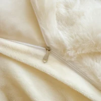 Bonenjoy 1pc Housse de couette en peluche, couvre-lit chaud, doux pour la peau, couleur unie, housse de couette (sans taie d'oreiller) 6