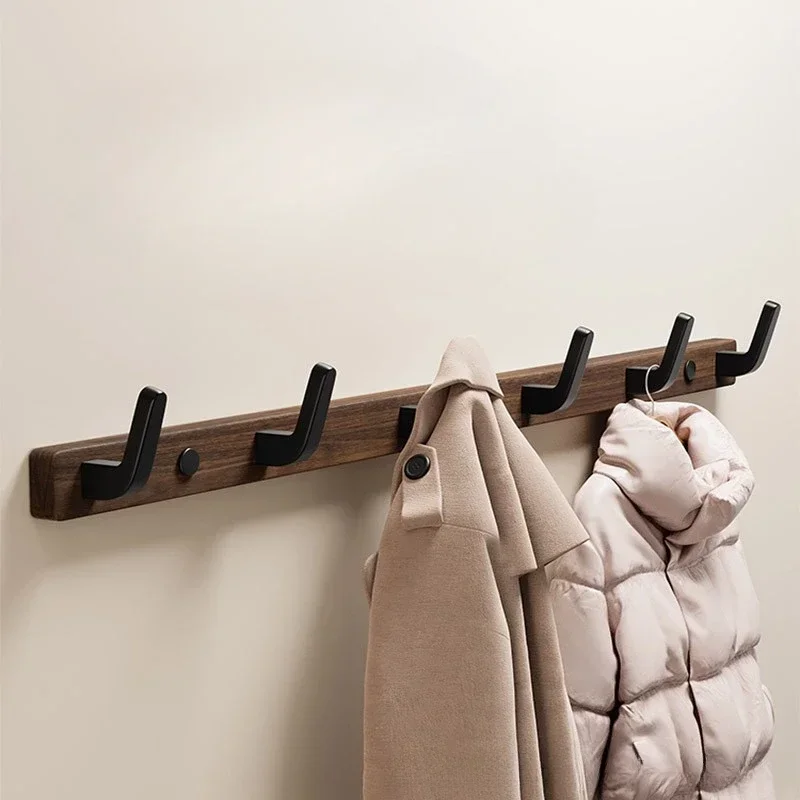 Wood Walnut clothes hanging hook,without punching wall hanging cap holder,door hanging hook key hook key holder without drilling 3