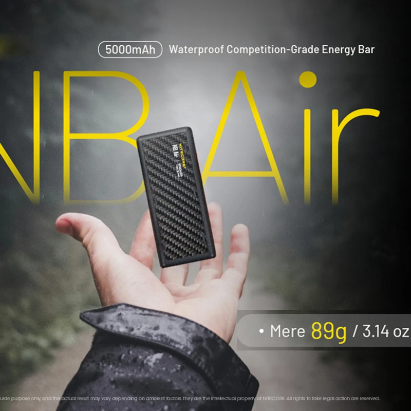 NITECORE 5000mAh NB Air Mobile Power Bank 18W USB-C Output Fast Charge PD QC3.0 only 89g