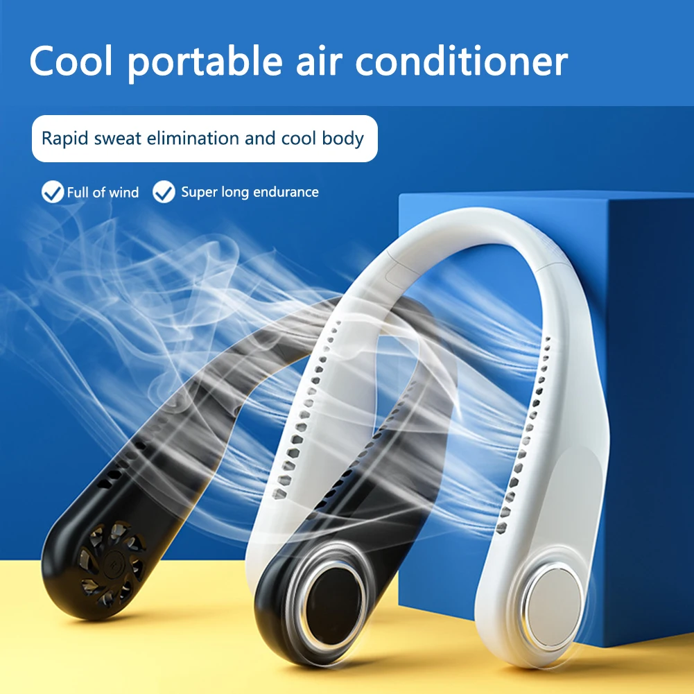 Portable Hanging Neck Fan Lazy Fan Bladeless USB Air Conditioner Cooler Cooling 