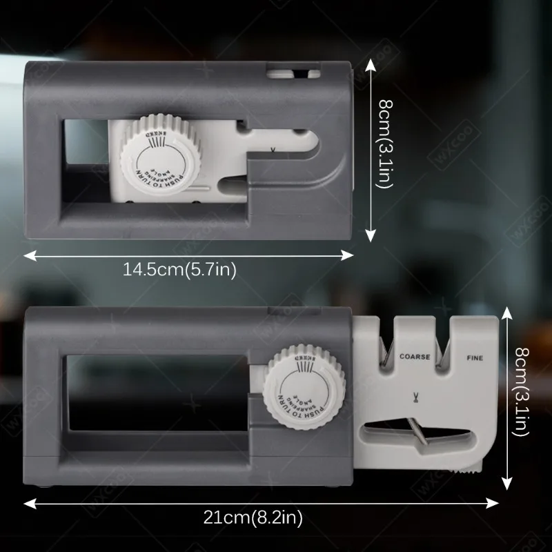 WXCOO 3단계 다기능 칼갈이 (칼과 가위용) 휴대용 칼갈이 도구 공간 절약형 디자인