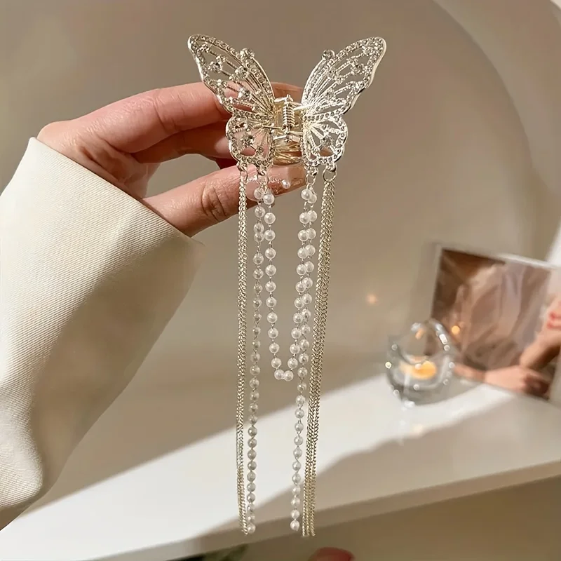 1 Pcs Full Diamond Hollow Butterfly Tassel Hair Accessories