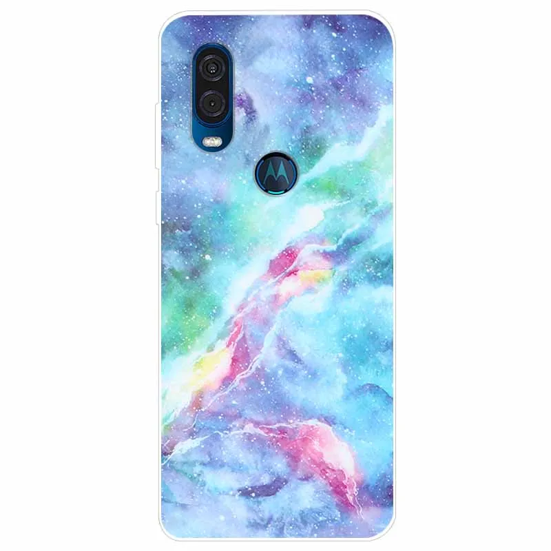 Elegant Marble Design Soft TPU Back Cover for Moto One Vision/Macro/Action