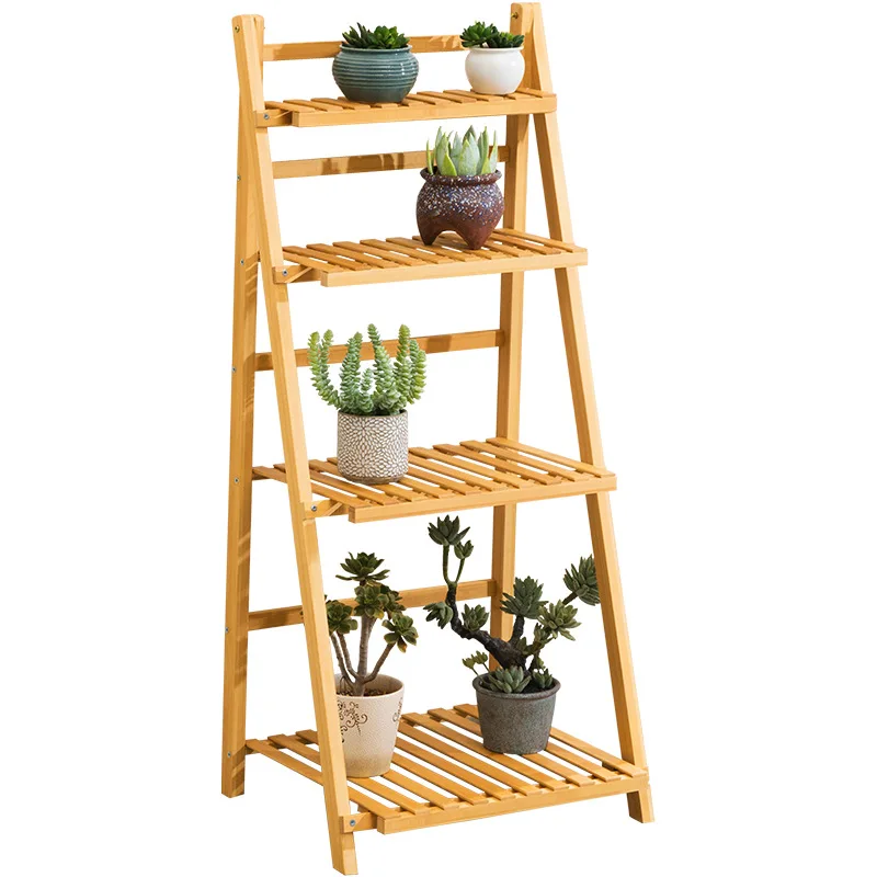Multistory Balcony Flower Rack Solid Wood Indoor Floor Fleshy Living Room Flower Rack Pot