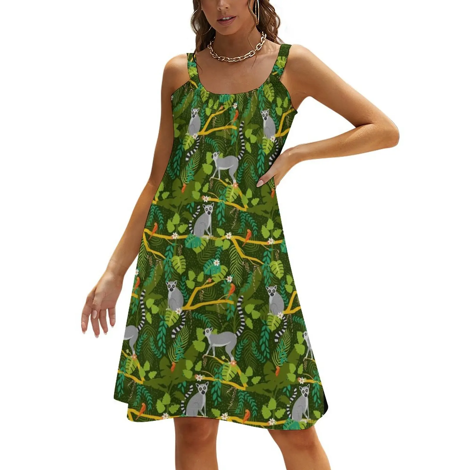 

Lemurs in a Green Jungle Beach Sling Skirt women's summer dress 2024 Bride dresses dress for women 2024