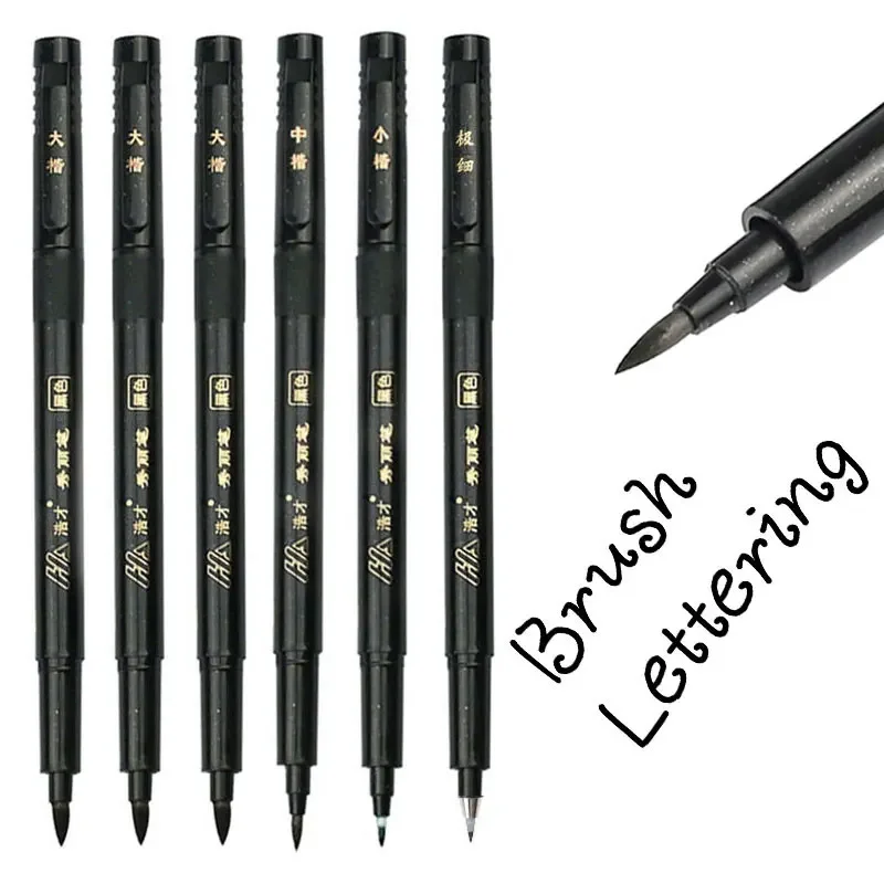 Marker Pens Hand Lettering Calligraphy Pen Set Drawing Writing Signature Learning Extra Fine Brush 6pcs