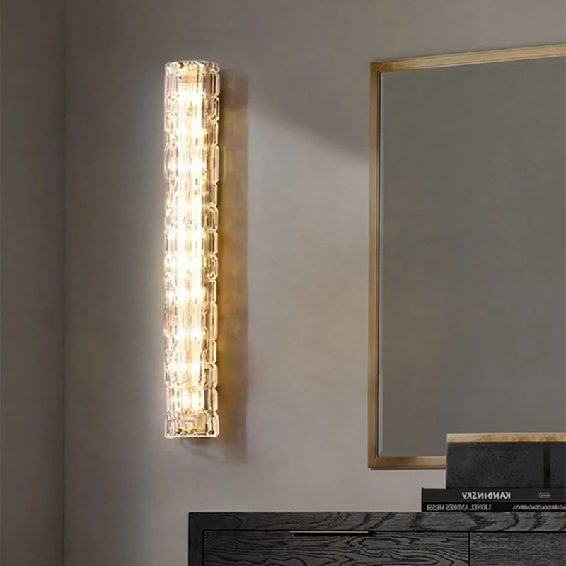 Postmodern Luxury Crystal Wall Lamp Indoor Art Decor Atmosphere Light Living Room Background Sonce Light Stair Aisle Wall Lights