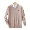 Plus Size 5XL Men's 60 Mink Cashmere Sweater V-Neck Pullovers Knit Winter Long Sleeve High-End Jumpers Woollen Bottoming Shirt 3