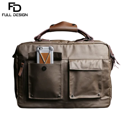 

FULL DESIGN Men Briefcase Waterproof Oxford Business Handbag 14/15.6" Laptop Bag Office in Black Khaki Color