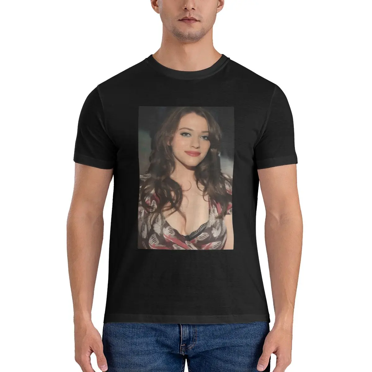 

Kat Dennings Poster Wall Art T Shirts for Men 100% Cotton Novelty T-Shirts O Neck Kat Dennings Tees Short Sleeve Tops Unique