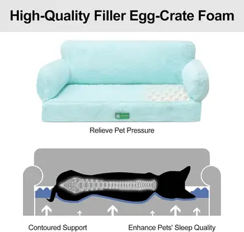 MEWOOFUN Dog Bed Sofa Egg- Foam Dog Couch with Removable Washable Cover and Non-Slip Bottom Large Blue 2