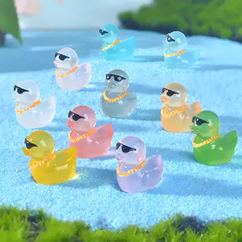 10/20pcs Luminous Mini Resin Ducks,Glow in The Dark Cool Style Mini Duck Figures For DIY Fairy Garden Micro Landscape Aquarium