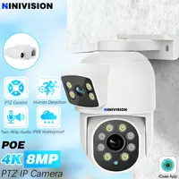 ICsee 8MP Dual Lens Dome PTZ Camera WIFI+POE IP Rj45 Network Security Monitoring 360° Tracking Home Outdoor Built-In Microphone 1